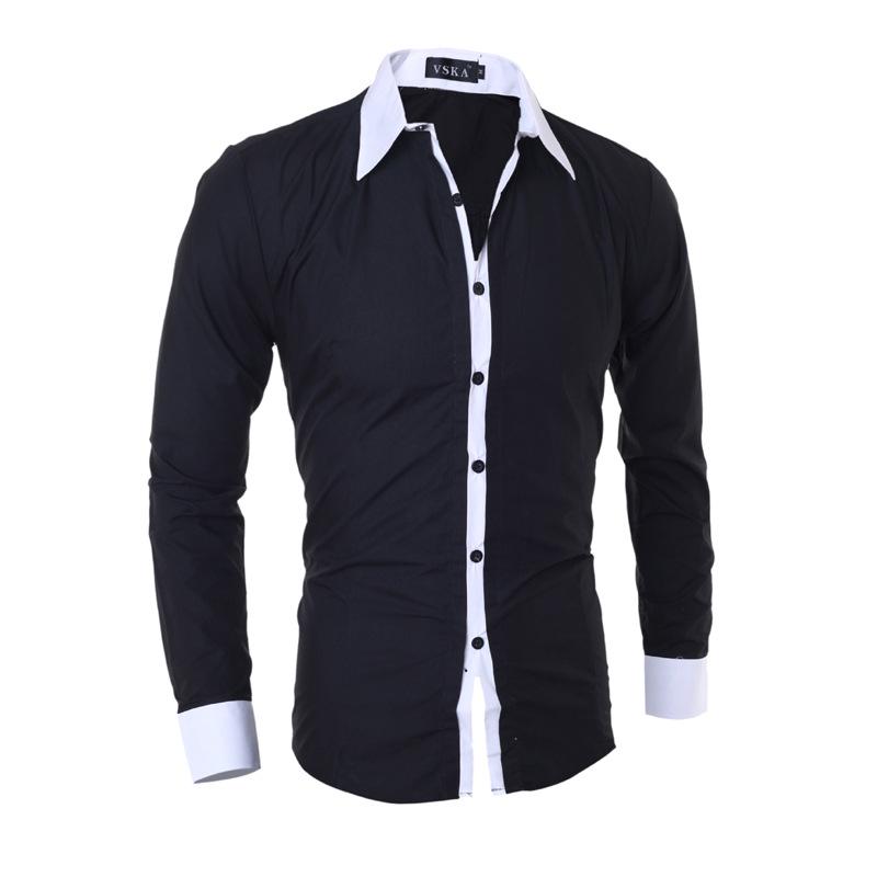 Herren Slim Fit Color Block Quadratischer Ausschnitt Langarmshirt 2024