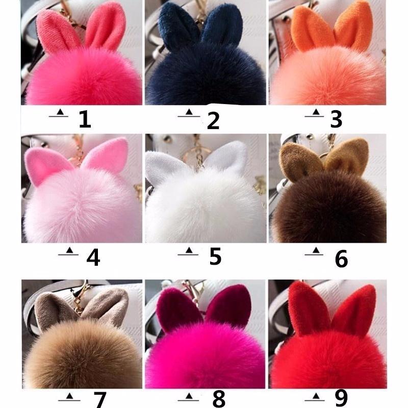 

Популярные пушистые помпоны с имитацией Fourrure Porte Clef, помпоны с кроличьими ушками, брелки с шариками и кольцами 4