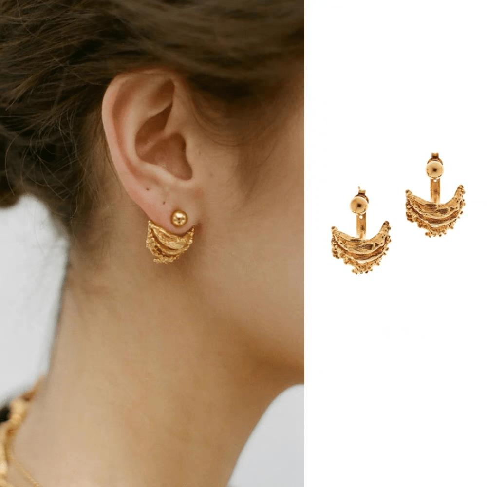 Vintage Semicircular Bending Irregular Old Removable Stud Earrings