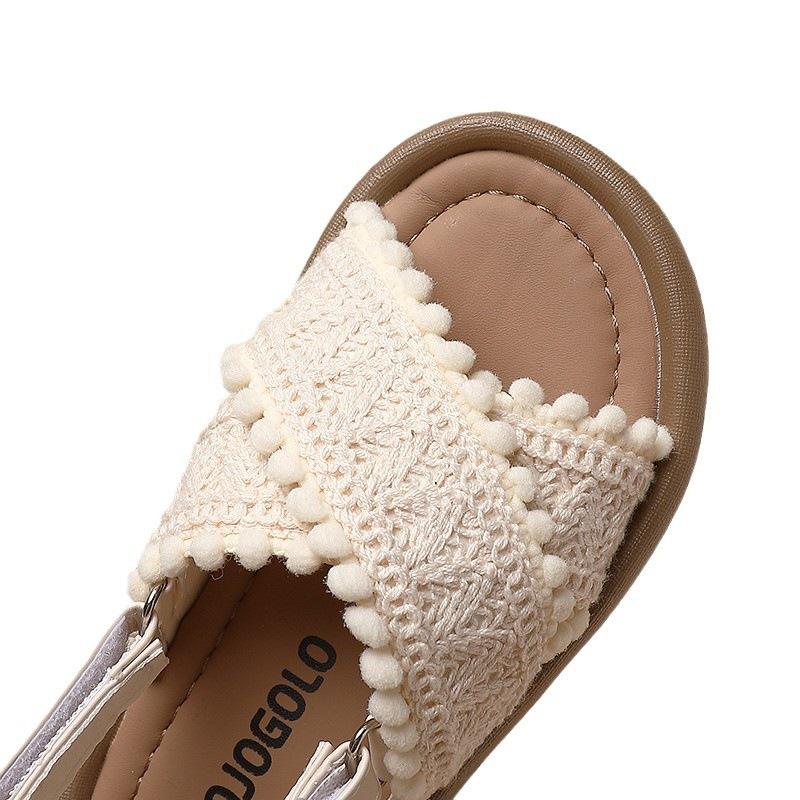 Summer 2026 Girls' Retro Ethnic Comfortable Beach Sandals - Soft Sole for Toddlers, Kids, and Students