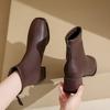 Short boots women's autumn and winter new low tube elastic thin women's boots square head thick heel fashion short boots