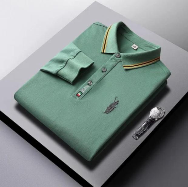 Cotton Striped Shirt Middle -Aged Men 'S Long -Sleeved T -Shirt Middle -Aged Men 'S T -Shirt