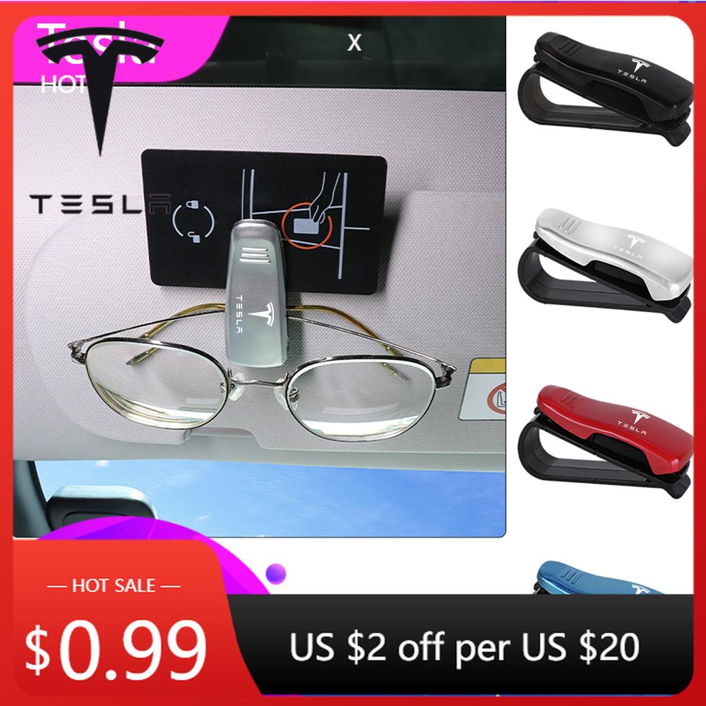 Car Sticker 2025 New Tesla Car Sun Visor Glasses Clip Card Ticket Holder Storage Fastener For Tesla SpaceX Model 3 Model Y WYE M