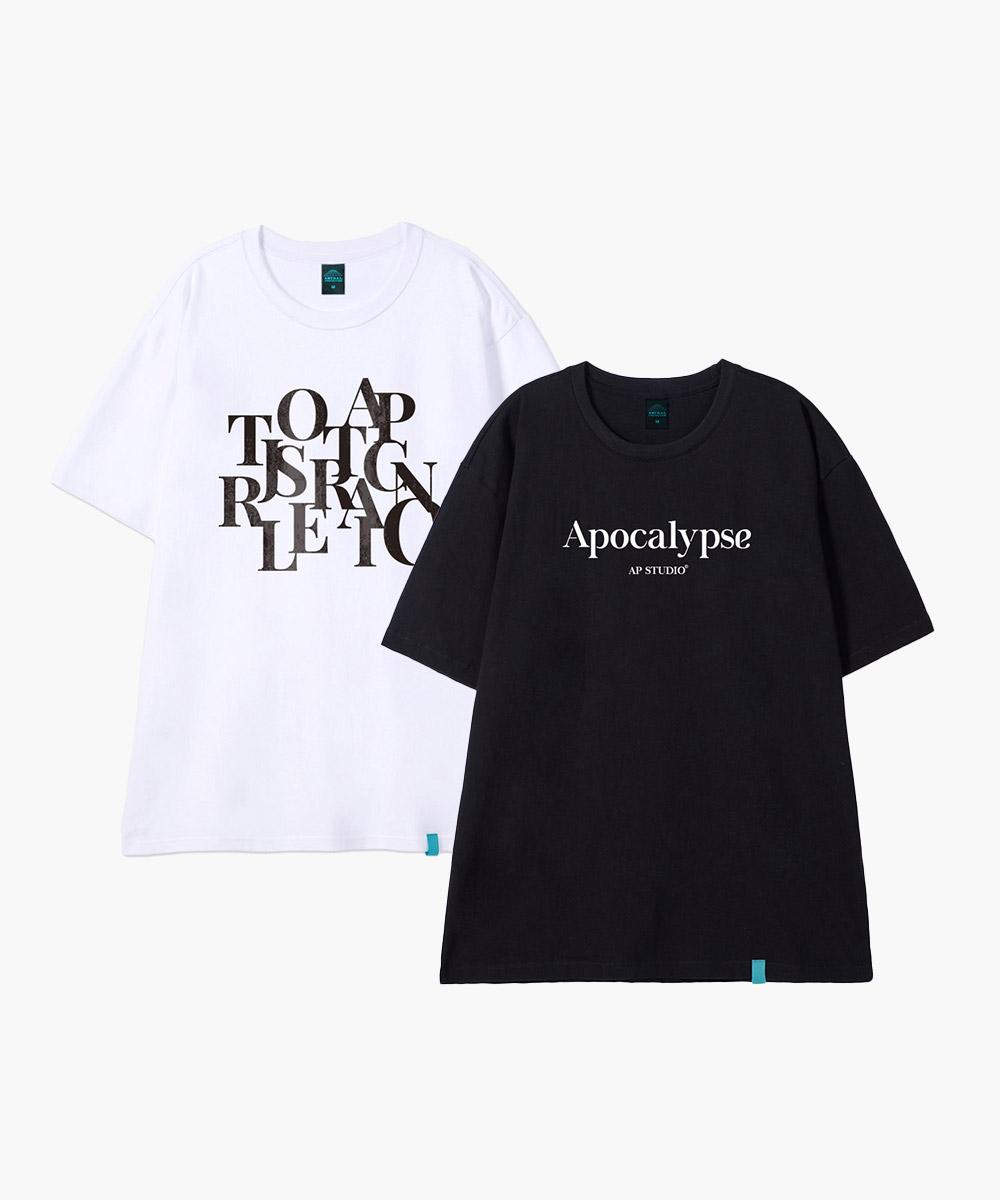 Astral Projection [2Pack] Apocalypse & Big Logo Cotton Loose Fit Short Sleeve T-Shirt M