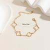 Not-Fading Gold Plated Lucky Hollow Four Leaf Clover Pendant Bracelet Ladies Adjustable Chain Women Fashion Party Jewelry Gift