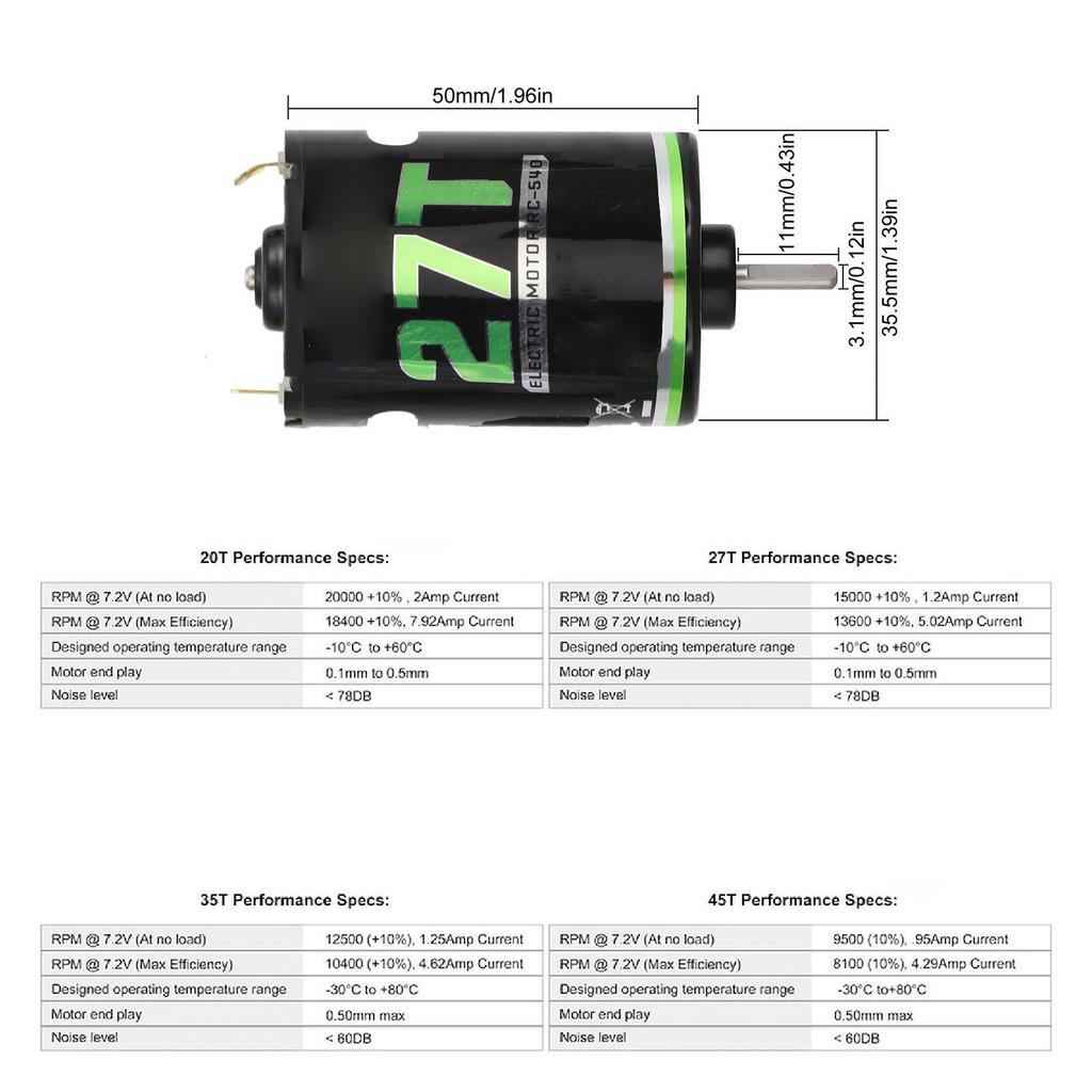 320A ESC 5V 2A BEC High Strength Magnets High Torsion Shaft Diameter 1/8 Inch RC Brushed Motor ESC Set for 1/10 RC Crawler Car