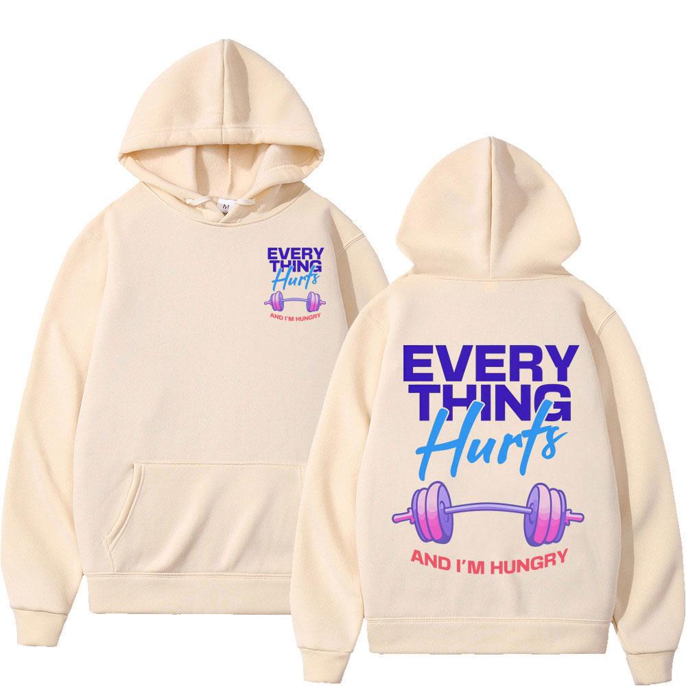 

Всё болит и я голоден Смешная толстовка для спортзала Мужская Женская Модная Харадзюку Лонгслив Свободная Повседневная Толстая Спортивная одежда 3XL