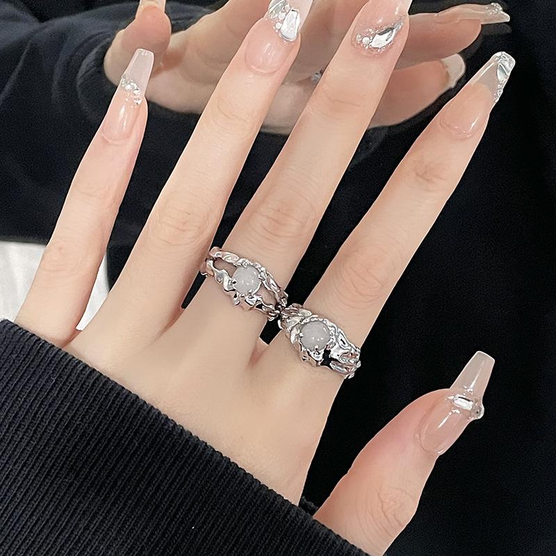 French Irregular Opal Open Ring Premium Sense Gemstone Cold Wind Niche Design Sense Adjustable