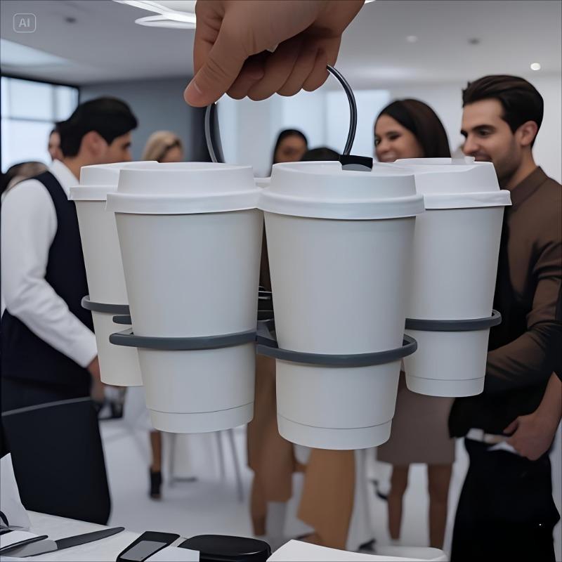 Porta Carosello in Vetro Pieghevole per 6 Tazze Manico Tazza da Caffè Staffa Bottiglia da Bevanda Portatile Anti Scottatura Campeggio Festa Bar Casa