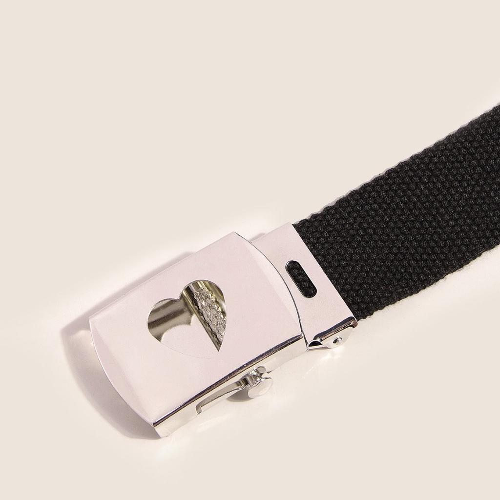 New Korean Version of Women's Love Hollow Buckle Webbing Casual Versatile Women's Super Long Decorative Canvas Belt