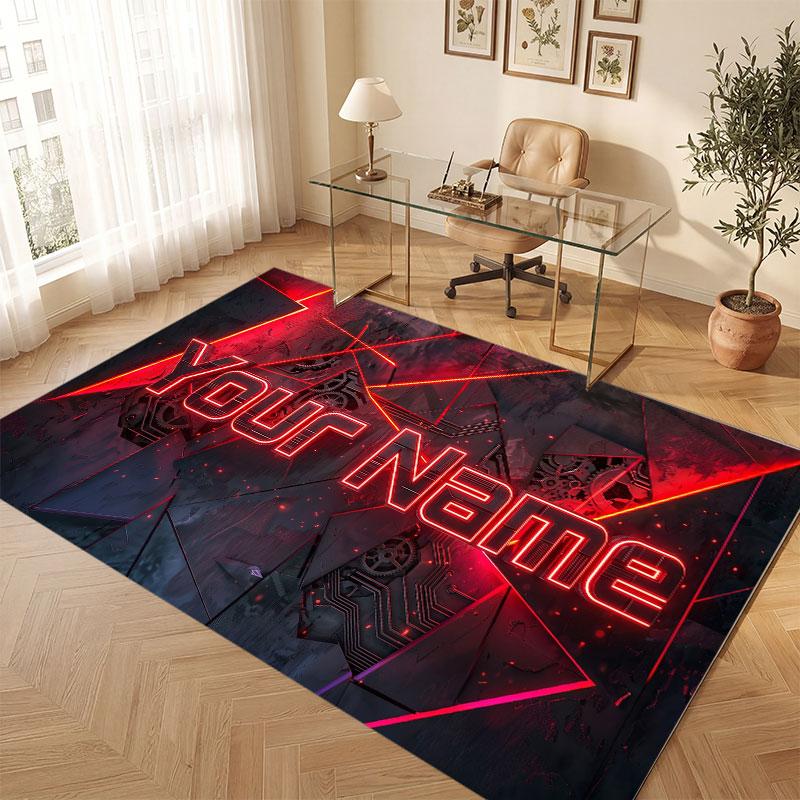 Fantasy Magic Theme Crystal Velvet Floor Rug Personalized Custom Name Text Warm Carpet Home Decoration
