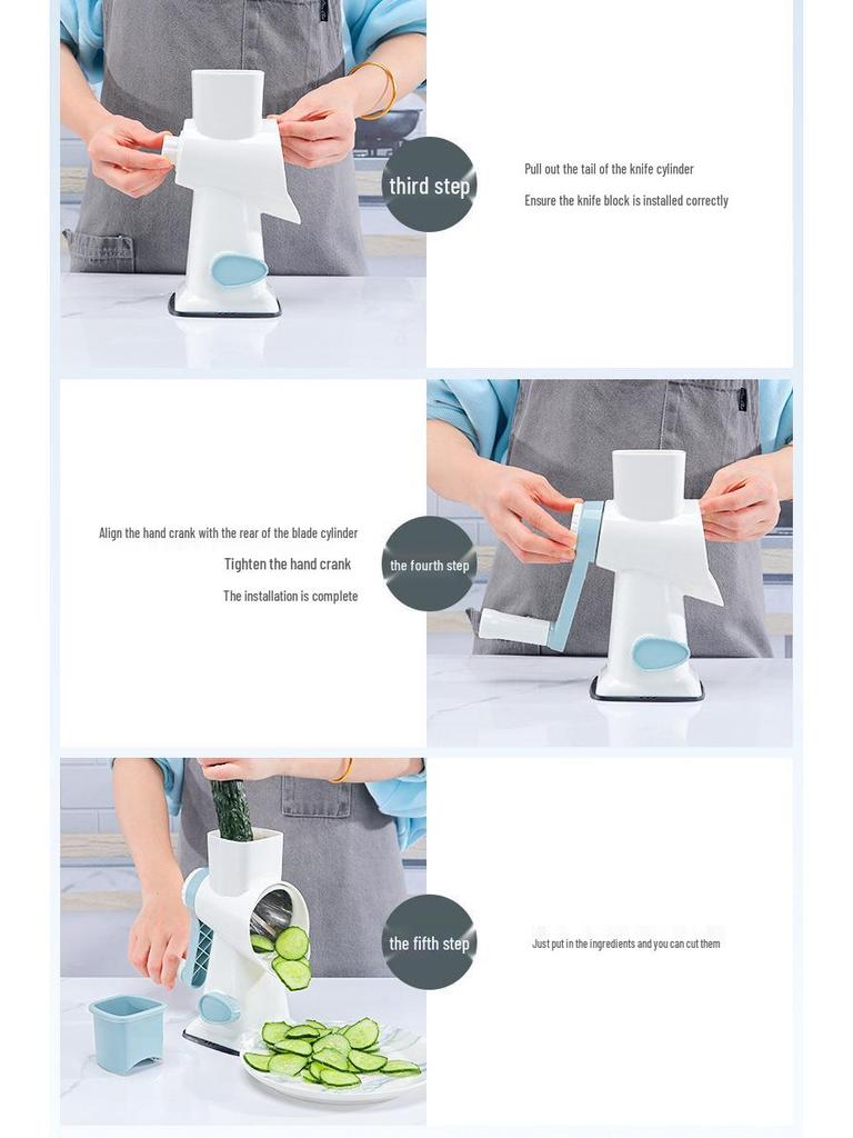 Multi-Function Hand-Crank Vegetable Slicer & Grater