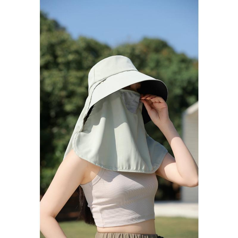 

Солнцезащитная шляпа женская весенне-летняя съемная маска против ультрафиолета солнцезащитная шляпа большой окружности головы шляпа-ведро