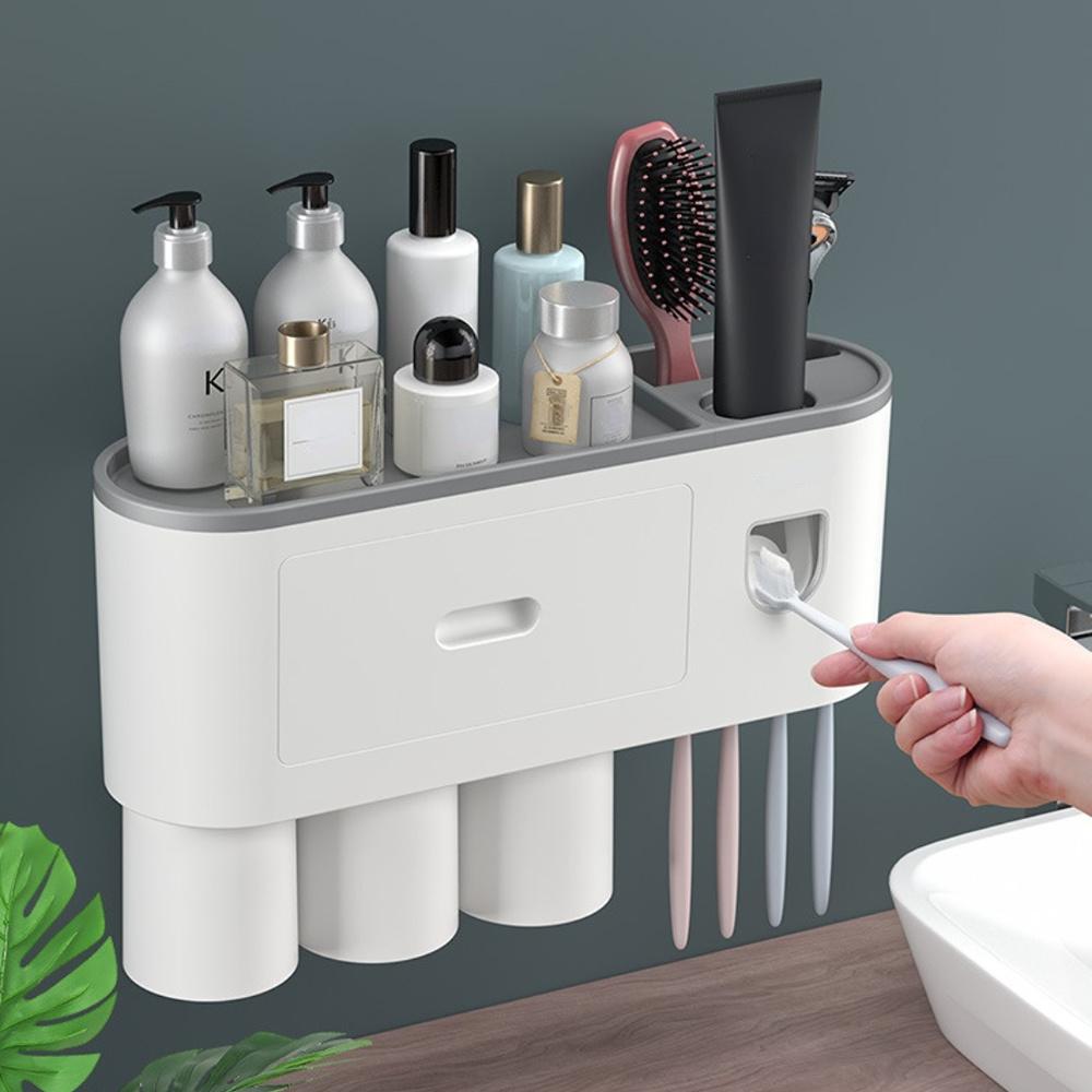 Badezimmer Adsorption Inverted Zahnbürstenhalter Wand Automatische Zahnpasta Squeezer Lagerregal Badezimmer Zubehör
