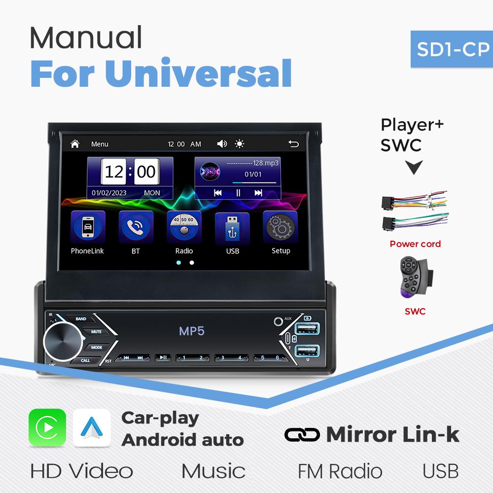 7 Inch Car Radio 1 Din MP5 Player Multimedia GPS CarPlay Android Auto Mirror Link Universal Autoradio For VW Hyundai Kia Toyota