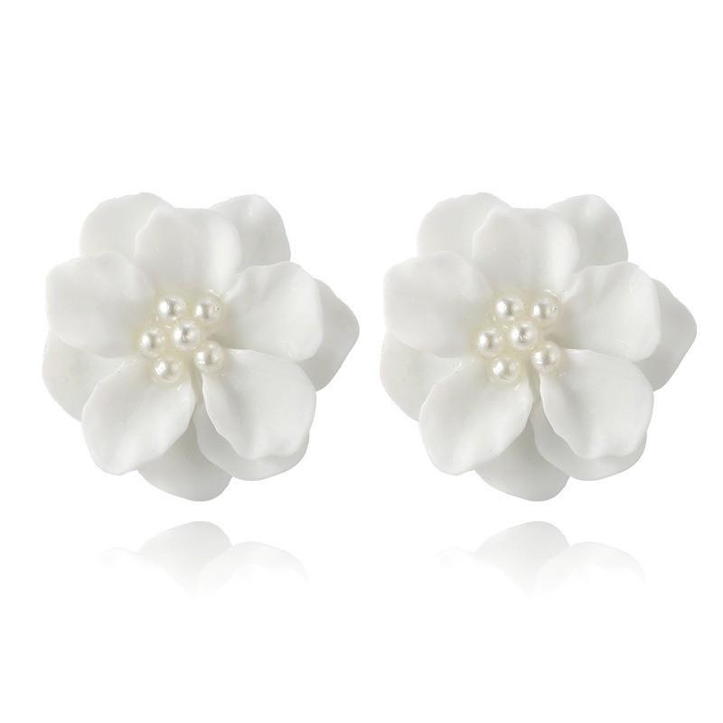 Pinkdudu Sweet Pink Flower Resin Bead Earrings Trendy Elegant Stud Earrings Simple Women Jewelry PD2269