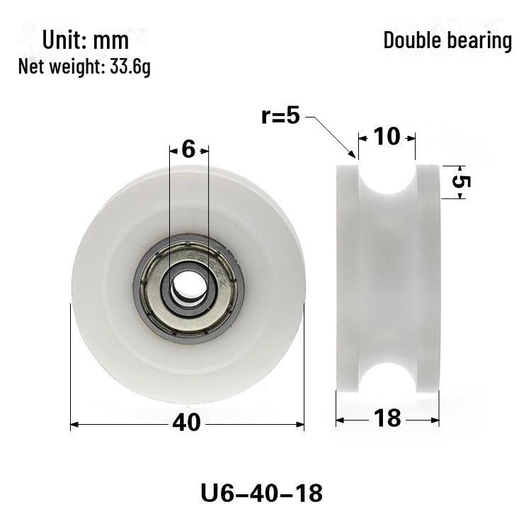 608 Rubber-Coated U-Groove Bearing Pulley for Doors, Windows, Drawers, and Wire Guides