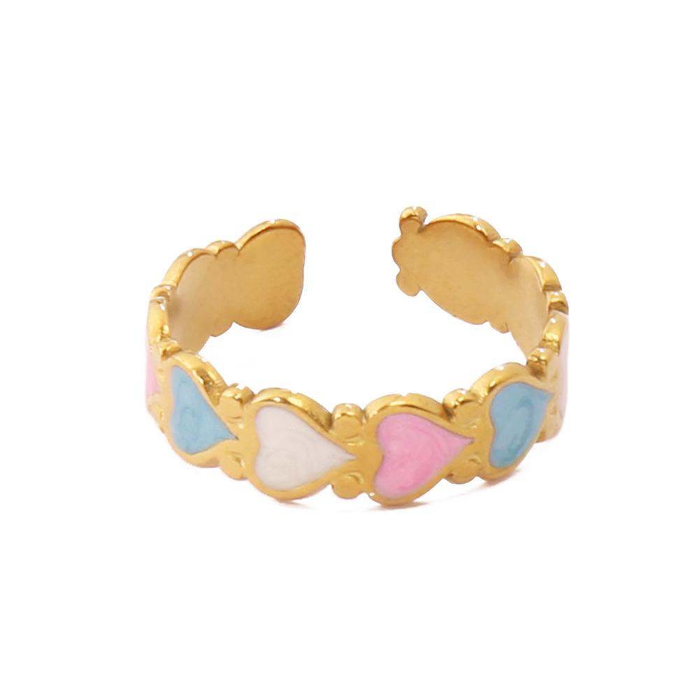 18K Gold Plated Heart-Shaped Resin Open Ring for Women