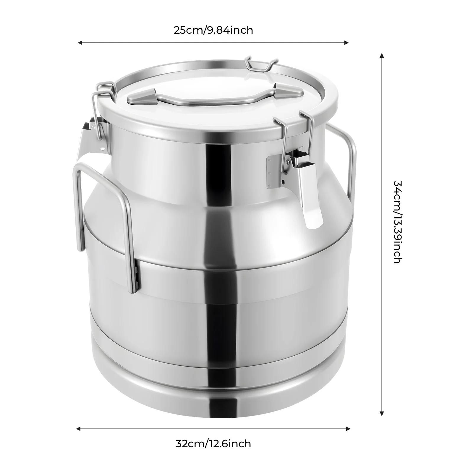 

20 л Канистра для молока из нержавеющей стали 5,28 галлона Ведро для молока Металлическое с герметичной крышкой Большой емкости Ведро для вина Ведро для хранения Транспортировка серебряный