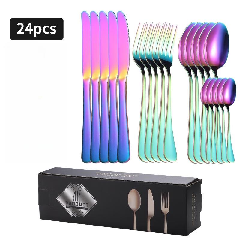 Xihe Iridescent 24-Piece Flatware Set with Bamboo Box