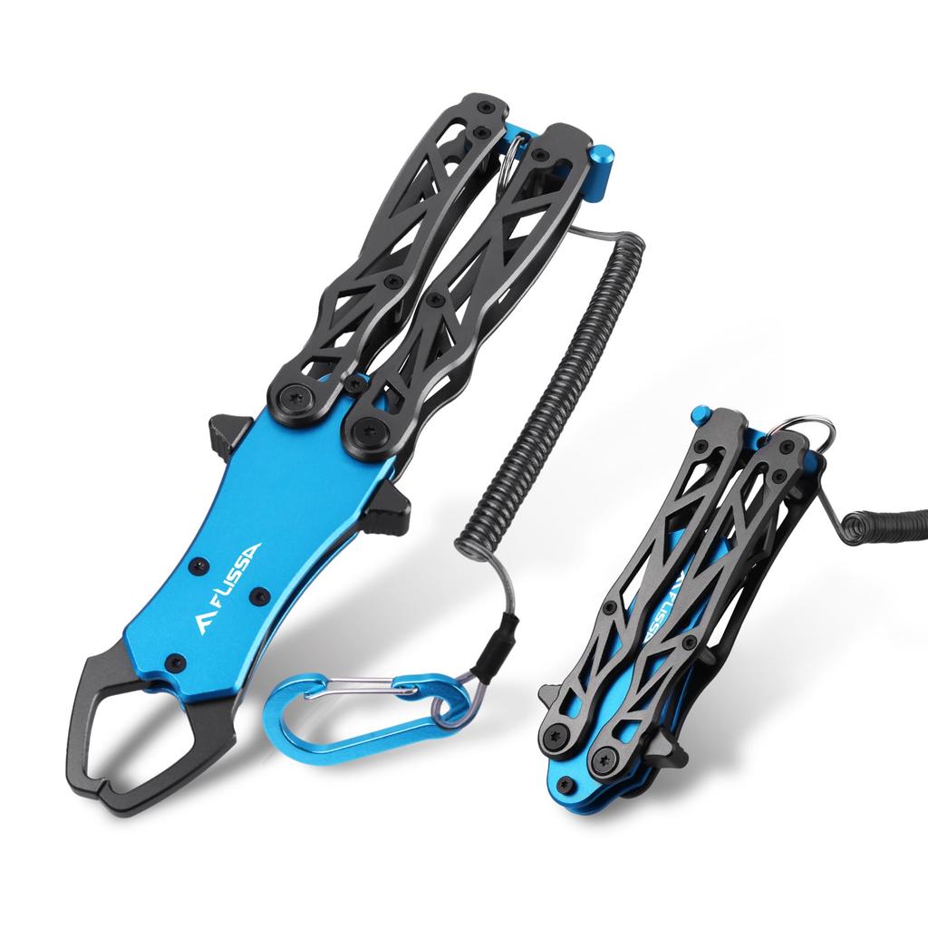 FLISSA Fish Grip, Fish Catcher, Foldable, Aluminum Alloy, Rust-Resistant, 18kg Weight Capacity, Lightweight and Compact Fishing Tackle, Locking