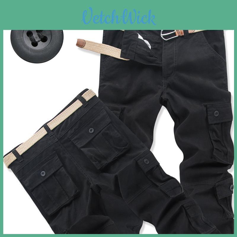 Cargo Pants Men Workwear Cotton Multipocket Durable Casual For Autumn Season
