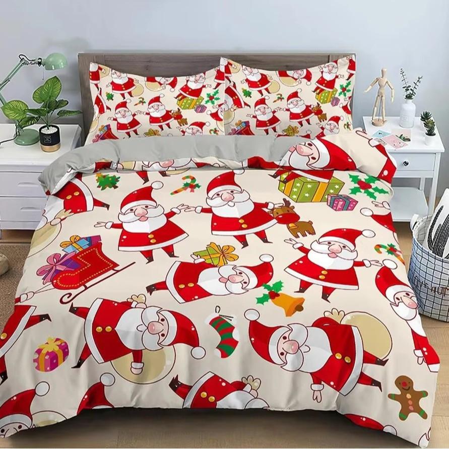 Christmas Snowman Down Comforter Set Bedding Set 3-piece Duvet Cover Set