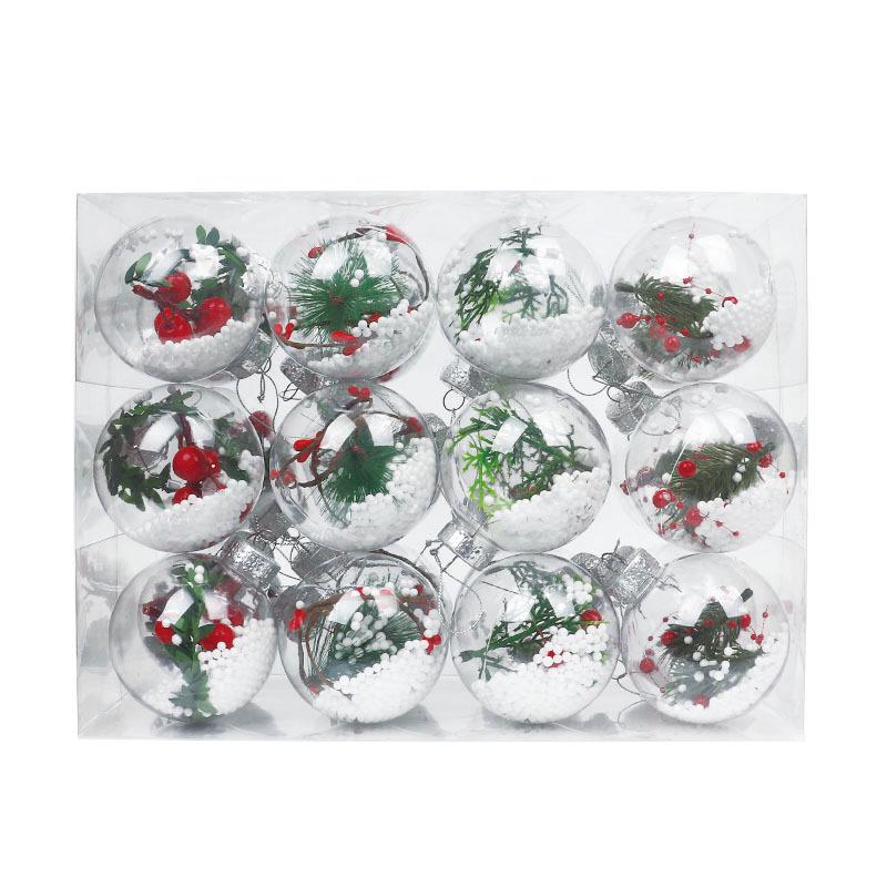 8cm Transparent and Drop-Resistant Colorful Christmas Ball Ornaments - Set of 24 for Tree and Window Decorations