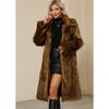 Women's Full-Length Faux Raccoon Fur Coat Lapel Warm Winter Jacket Casual Streetwear