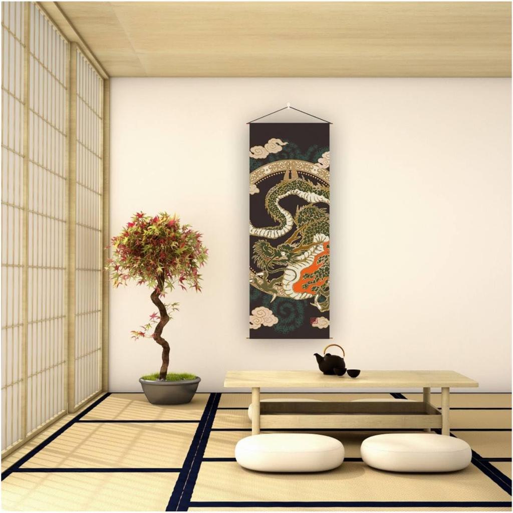 SAWABIYA Tapestry, Thin Dragon Tapestry, Good Luck, Protection from Evil, Japanese Modern, Vertical Hanging Scroll, Alcove Hanging, Stylish, Decorativ