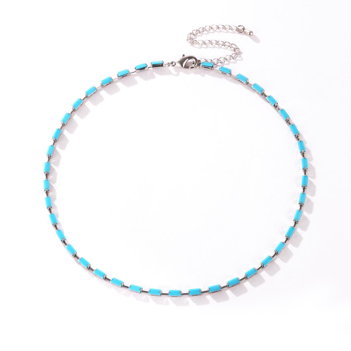 

Luxury Iced Out Necklace For Women Charms Tennis Chain Turquoise Crystal Zircon Pendant Chains Hip Hop Jewelry Wedding Gifts