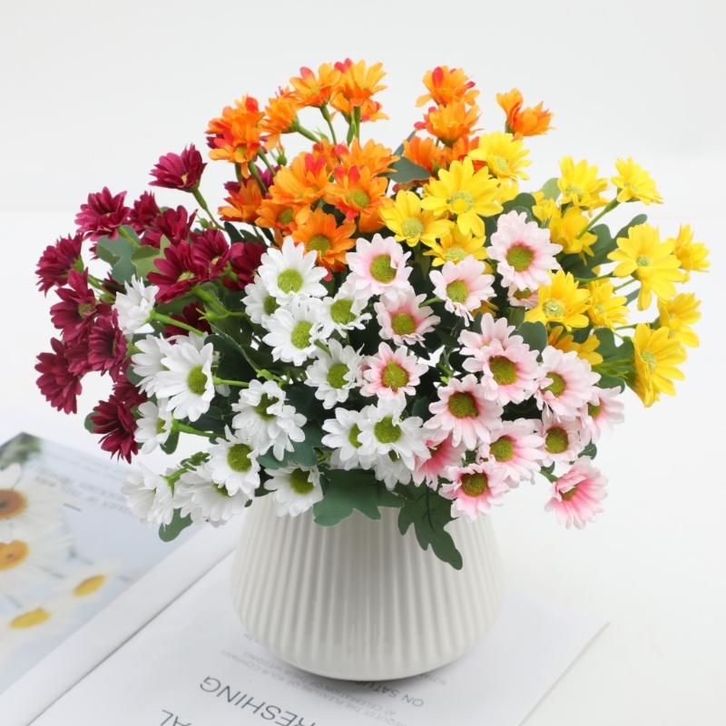 Artificial Wedding Bouquets Pack of 5 Chrysanthemum Flower for Indoors Outdoor Party Decors HX6C