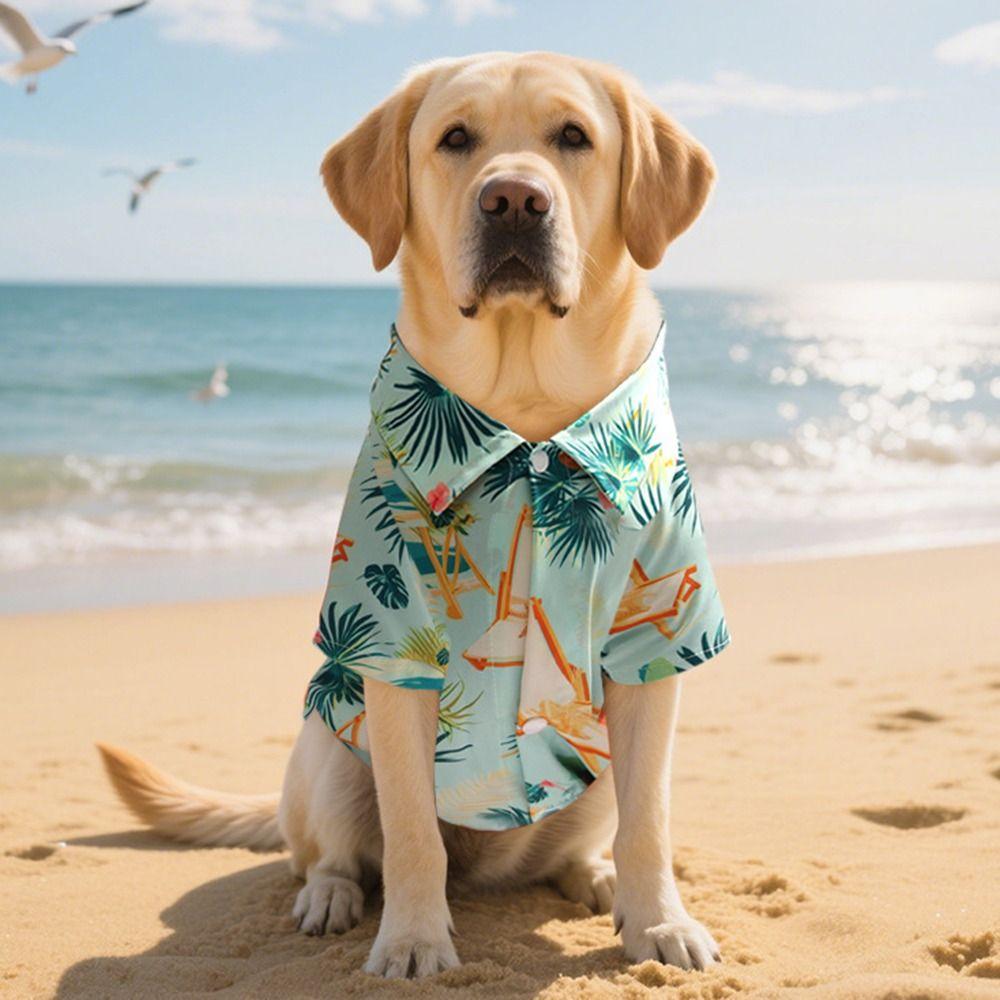 Comfortable Pet Summer T-Shirt Soft Dog Short Sleeve Dog Hawaiian Style Clothes Beach Travel
