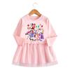 Korean Style Girls' Cartoon Long Sleeve Princess Dress - Mesh Skirt (Spring & Autumn 2026)