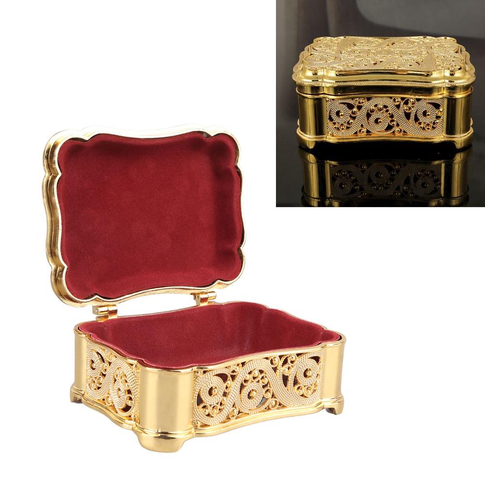 Alloy Small Treasure Chest Gold Trinket Organizer Decorative Boxes Metal Jewelry Box Home Storage