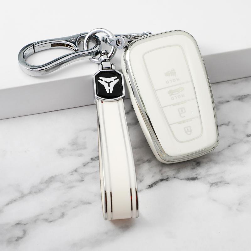 4 Buttons TPU Car Key Case Cover Fob for Toyota Camry CHR Corolla RAV4 Avalon Land Cruiser Prado Prius 2017 - 2022 Keychain