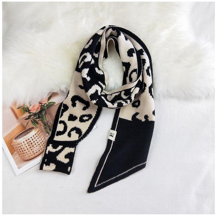 Leopard Knitted Wool Scarf Women's Autumn Winter Fashion Scarf Warm Scarf