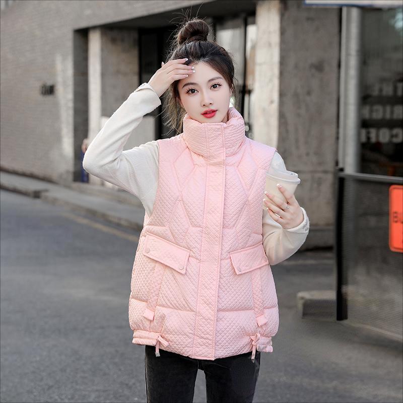 Höst lös passform koreansk stil jacka med krage förtjockad bomull för kvinnor