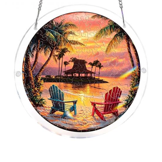 Acrylic Jigsaw Puzzle Suncatcher Large Colorful DIY Sun Catcher Kit for Adults Stained Glass Style Window Hanging Ornament for Home Garden Decor
