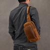 Crazy Horse Leather Chest Bag - Men's Casual Cowhide Crossbody & Shoulder Bag for Commuting & Outdoor Activities