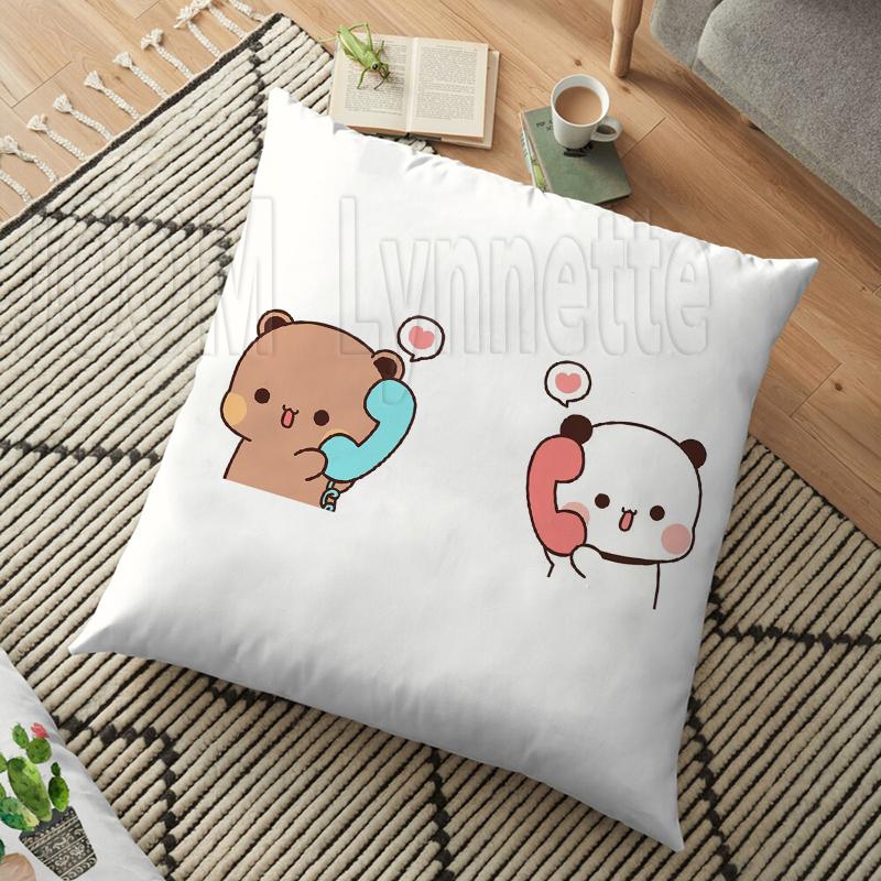 Mléko a mocha páry Panda Bear Bubu Dudu Povlak na polštář Hodový polštář Domácí Dekorativní čtvercový tisk Polštář Polštář na pohovku 45CM