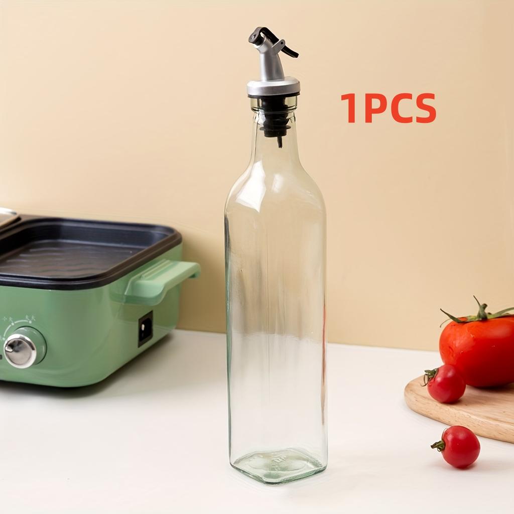 2pcs 250ML Transparent Glass Olive Oil Bottle Leakproof Kitchen Seasoning Soy Sauce Vinegar Press Type Cruet Barbecue Bottle