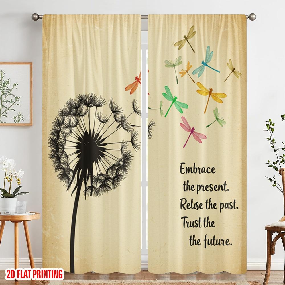 2 Stück 2D Flachdruck Fenstervorhänge Libelle Löwenzahn Umarmung Geschenk Polyester Ohne Strom Ganzjährige Party & Feiertag