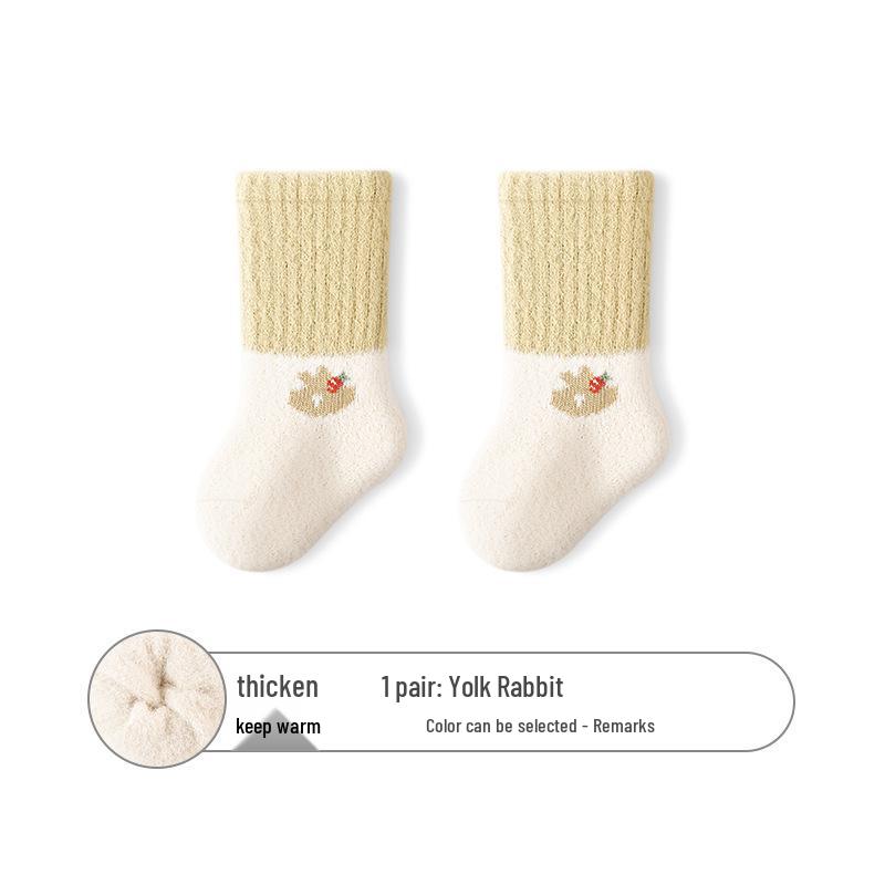 Cozy No-Seam Baby Socks - Thick Australian Wool & Faux Mink Velvet for Winter Warmth