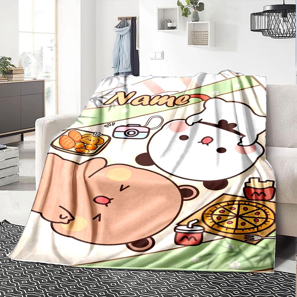 Custom Name Bubu Dudu Theme Printed Blanket - Perfect for Couch, Bed, Travel & Outdoor Use | Machine Washable, Cozy & Durable.