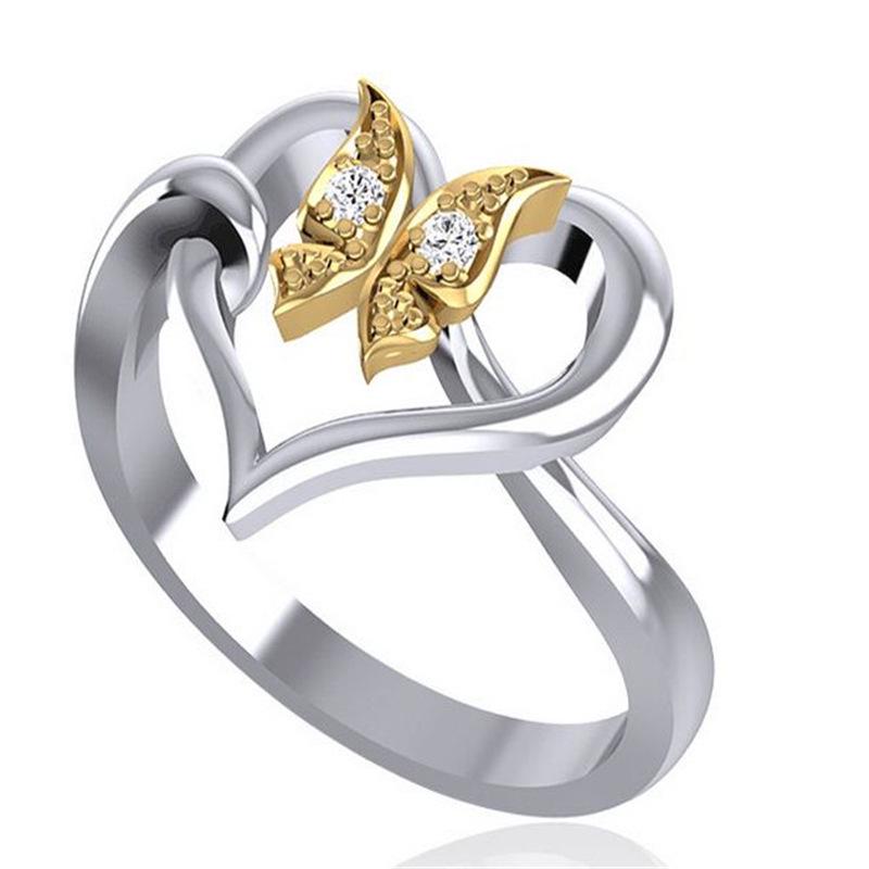 European  American Fashion Pink Butterfly Ring Size 6