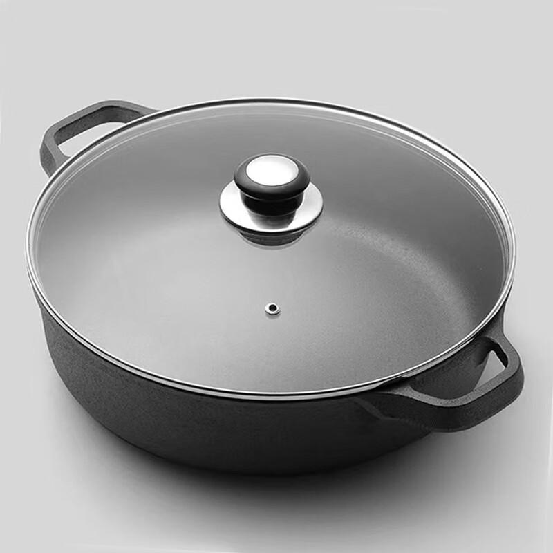 Wutuo 27cm Fine Iron Skillet with Glass Lid
