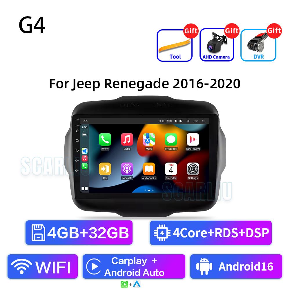 FJN1 For Jeep Renegade 2014 - 2018 Android Auto Carplay Car Radio Multimedia Video Player GPS Navigation WiFi Bluetooth Head Unit