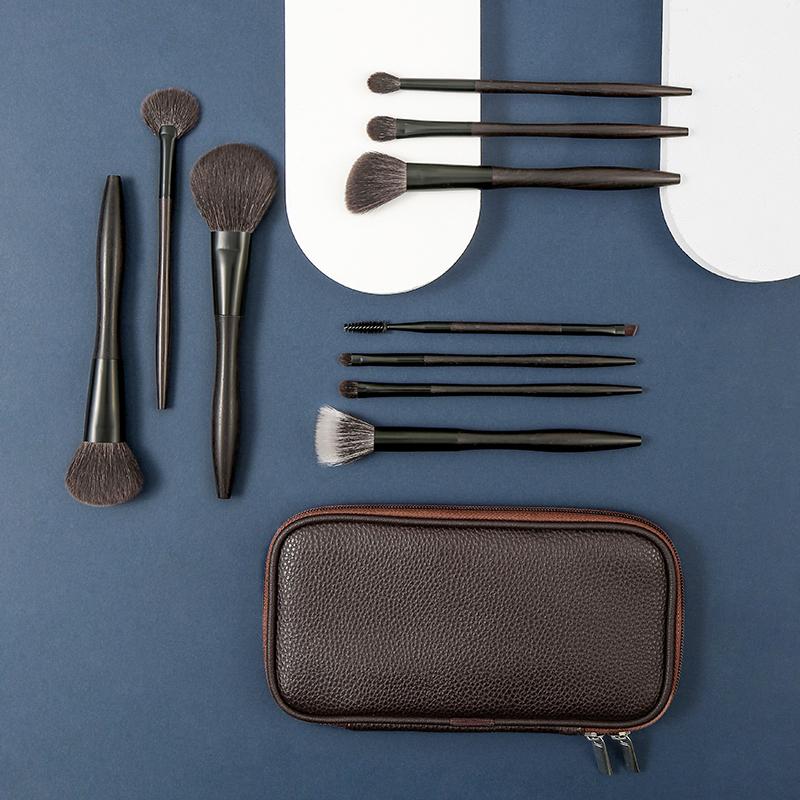 10Pcs Matte Gray Handle Makeup Brush Set Rubber Paint Soft Dense Fiber Face Eye Brushes Professional Elegant Kit