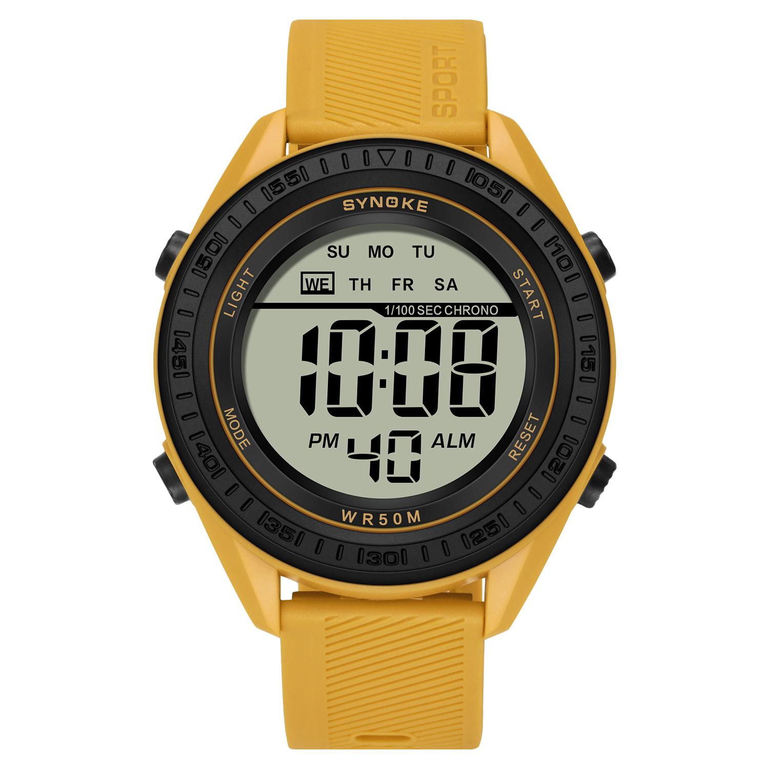 

Watches for Men, Ultra-Thin Mens Digital Watch with Stopwatch Alarm LED Backlight Display Waterproof Minimalist Watch for Men жёлтый